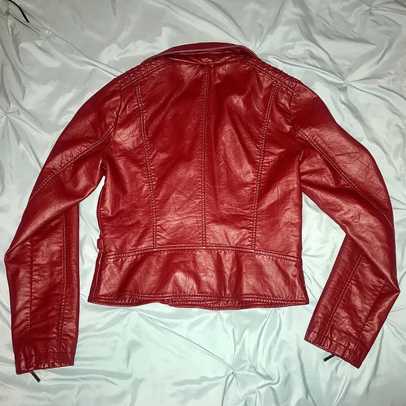 Max Studio Red/Burgundy Faux Leather Jacket - Picture 4 of 12